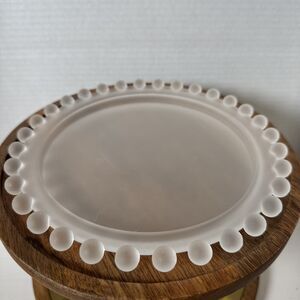 Frosted White Glass Round Candle Pillar Holder Trinket Dish 8” Diameter